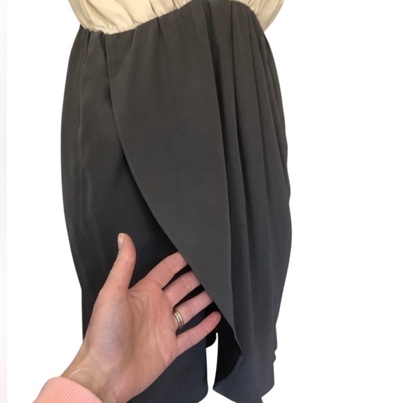 Amanda Uprichard Cream and gray draped 100% silk sleeveless mini dress dress - Picture 3 of 9